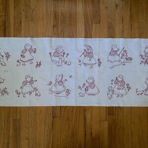 Set/Lot 12 Embroidered Sunbonnet Sue Quilt Blocks